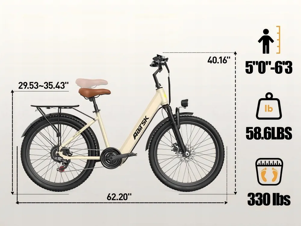 Bici elettrica Aairsk SU7 unisex, adatta a uomini e donne in città.