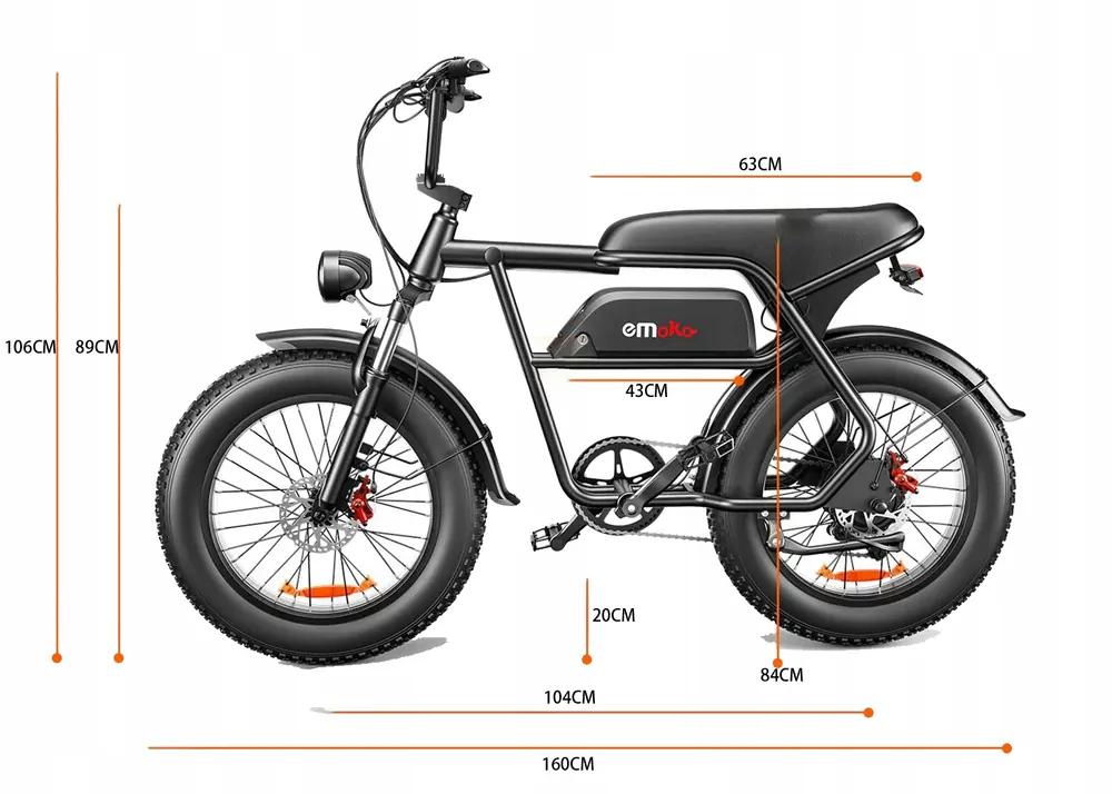Bicicletta elettrica EMOKO C99 parzialmente assemblata e regolata