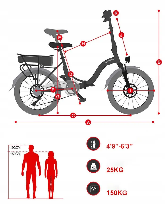 SAMEBIKE CY20 Bici Elettrica Pieghevole Urbana image 11