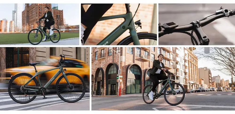 Bici elettrica ENGWE MapFour N1 AIR ST verde con ruote 28 pollici e GPS