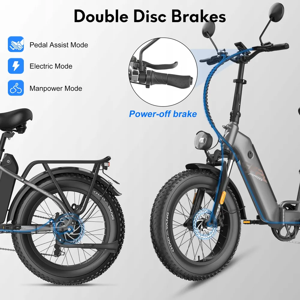 Bici elettrica pieghevole Fafrees FF20 Polar nera parzialmente ripiegata