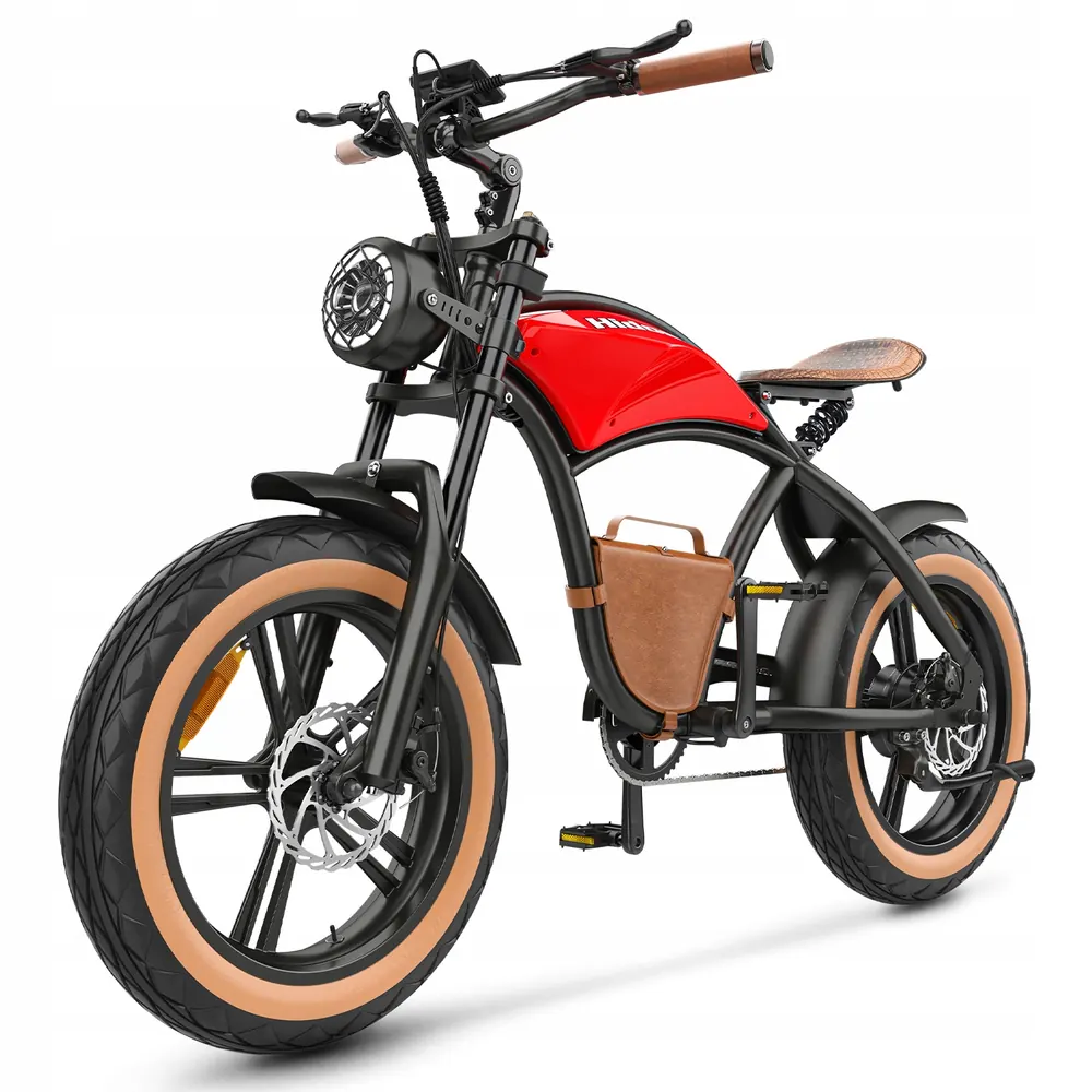 Vista laterale della e-bike HIDOES B10 1000W con telaio rosso