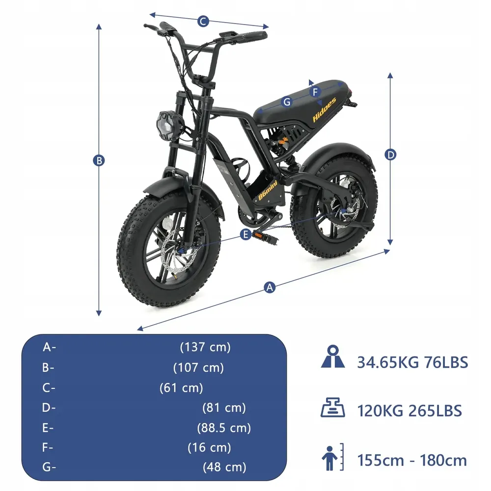 Sospensioni anteriori e posteriori della bici elettrica Hidoes B6MINI 500W