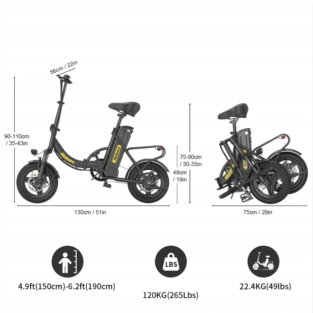 HIDOES C5 Bici Elettrica Pieghevole image 4