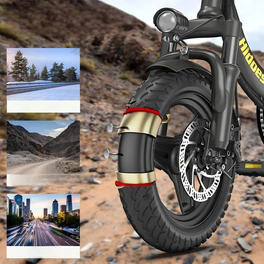 Ruote da 14 pollici sulla bici elettrica pieghevole Hidoes C5.