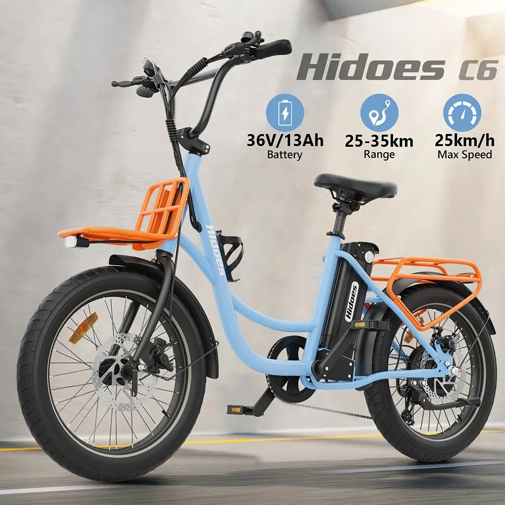 Bici elettrica Hidoes C6 250W con batteria 13Ah e ruote 20x3.0 pollici