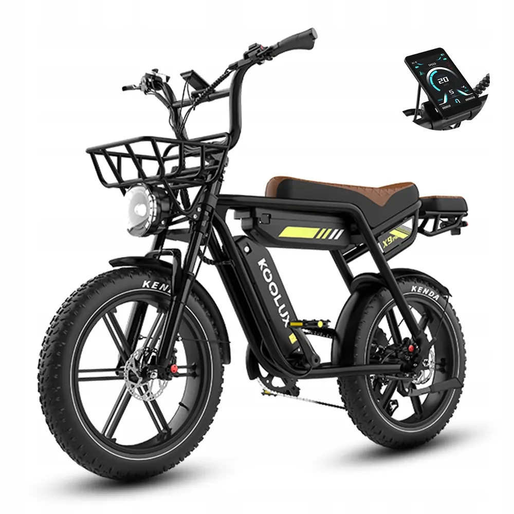 Vista laterale della bici elettrica KOOLUX 750W con ruote da 20 pollici