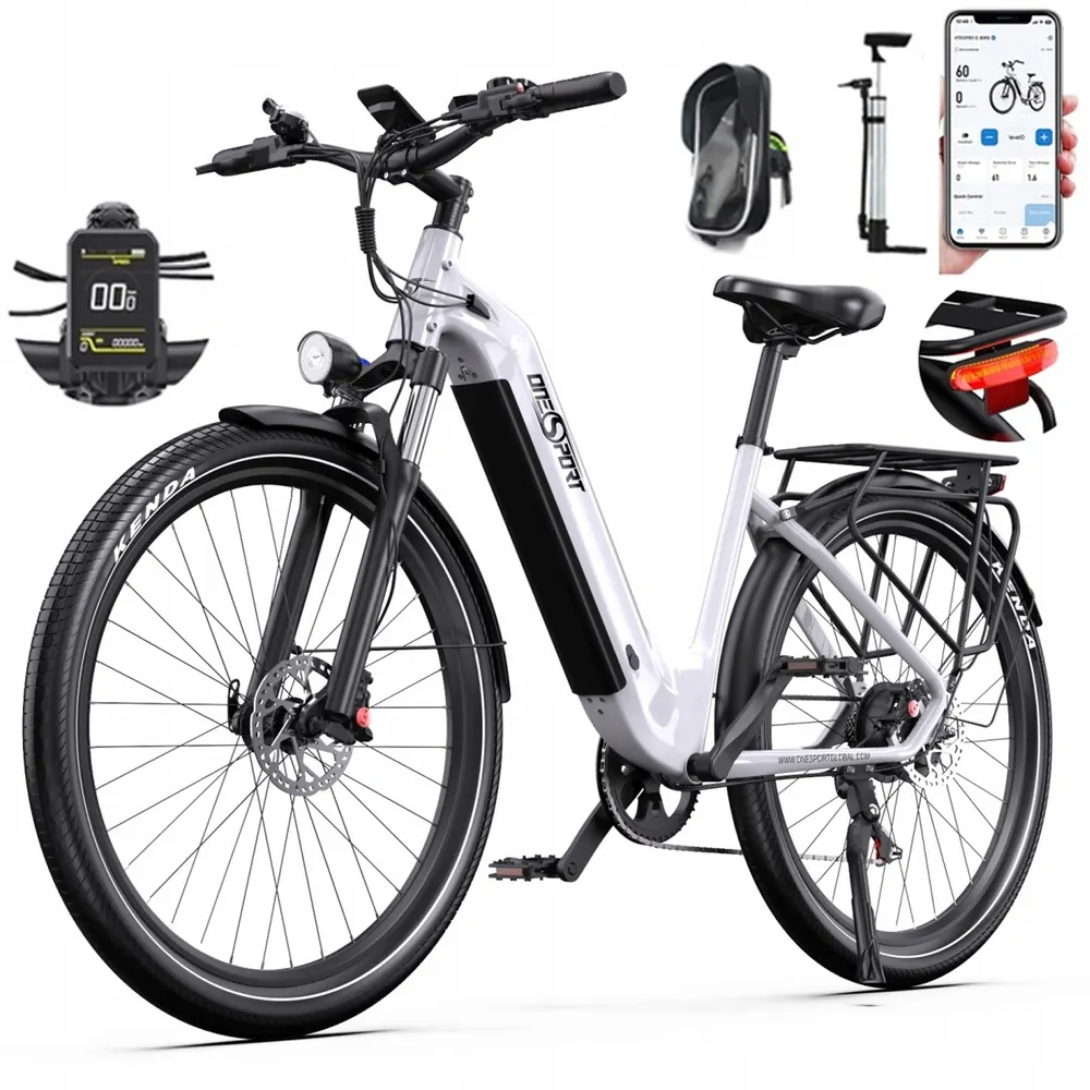 Onesport OT05 bici elettrica bianca su sfondo neutro