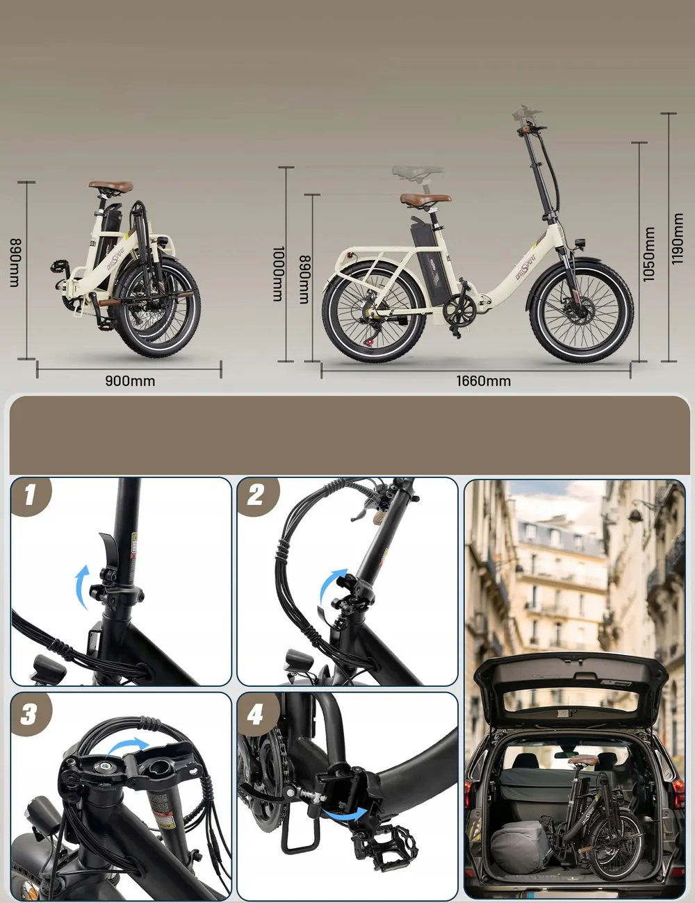 ONESPORT OT16-2 Bici Elettrica Pieghevole image 11