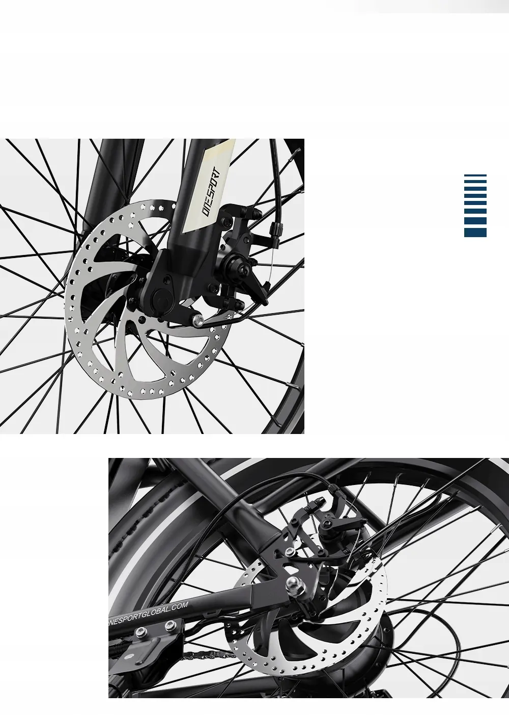 Motore elettrico 250W sulla ruota posteriore della bici pieghevole ONESPOT OT16-2