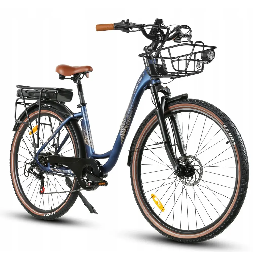 Vista laterale della bici elettrica Samebike RS-A07 con telaio unisex
