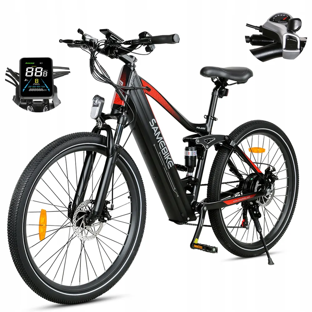 Vista laterale della bici elettrica Samebike XD26-II con motore 750W.