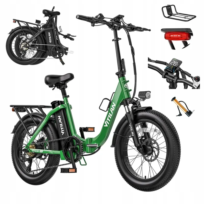 E-bike VITILAN U3 con ruote 20x3.0, motore 750W e display LCD